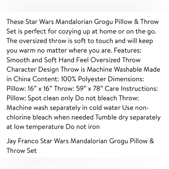 Mandalorian Grogu Pillow & Throw Blanket Set Jay Franco BNNU - Picture 6 of 6